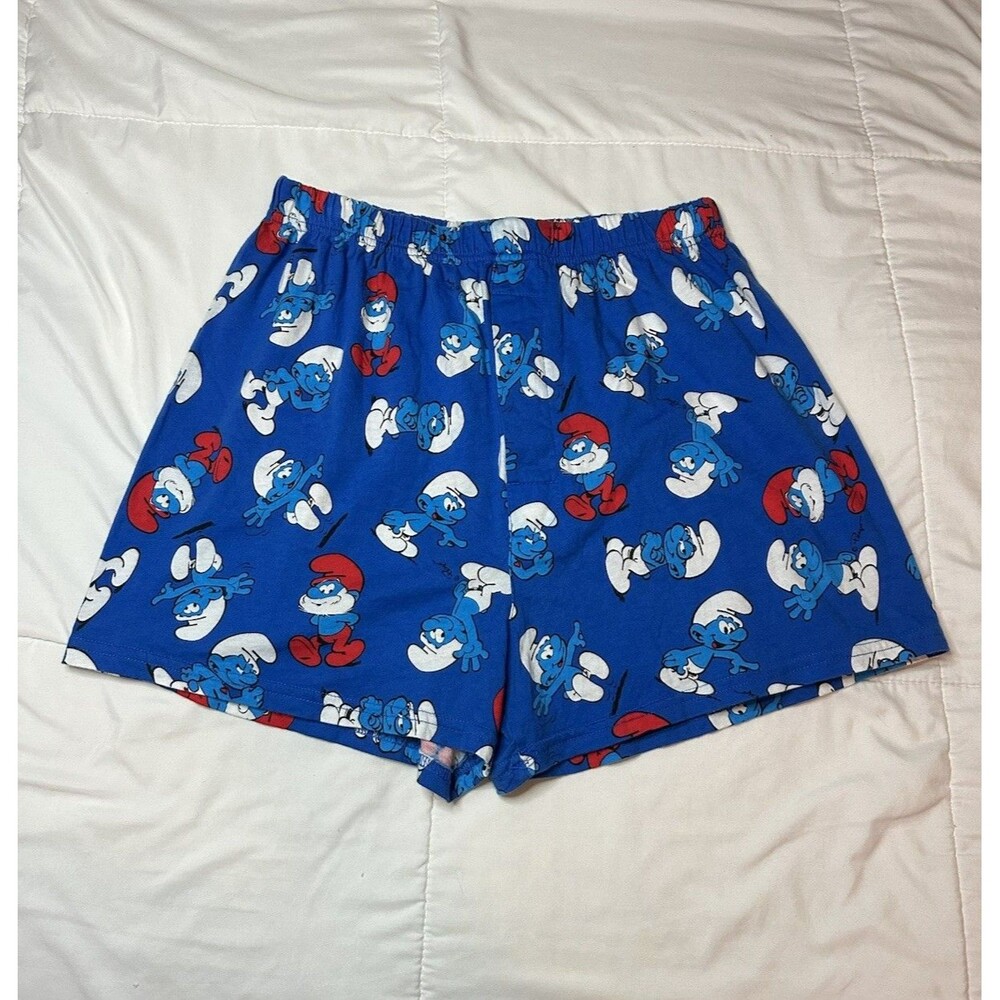 VTG Y2K The Smurfs Papa Smurf Pajama Cartoon Character Cotton Shorts S Unisex